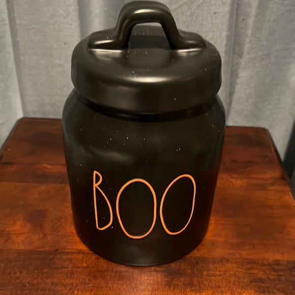Rae Dunn Other - Rae Dunn Halloween baby BOO canister jar NWOT Black w/ Orange incised lettering